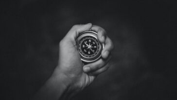 person holding a compass