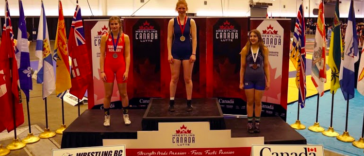 Standing on the podium, Sara McPhail's gold medal shines bright. Her victory in the Under 17, 69 Kilos girls divisions at the 2023 Canadian Wrestling Championships is the result of months of gruelling training and intense competition, including regionals, provincials, and the B.C. Summer Games. At only 14 years old, McPhail's achievement makes her one of the youngest Under 17 wrestling champions in the country - a testament to her immense talent and potential for even greater success in the future.