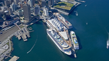 Amidst the stunning beauty of Vancouver's harbor, the cruise ship stands tall as a symbol of luxury and leisure, yet also a reminder of the environmental challenges that come with marine travel.