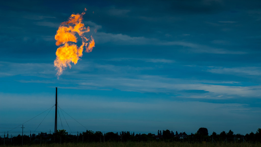 Gas flaring from a LNG plant.