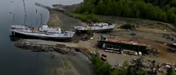 A bird's eye view of the shipwrecking operation at Union Bay.