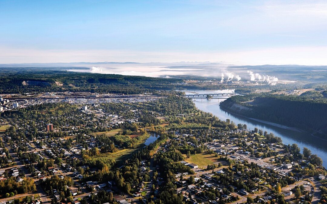 aerial view of Prince George, British Columbia